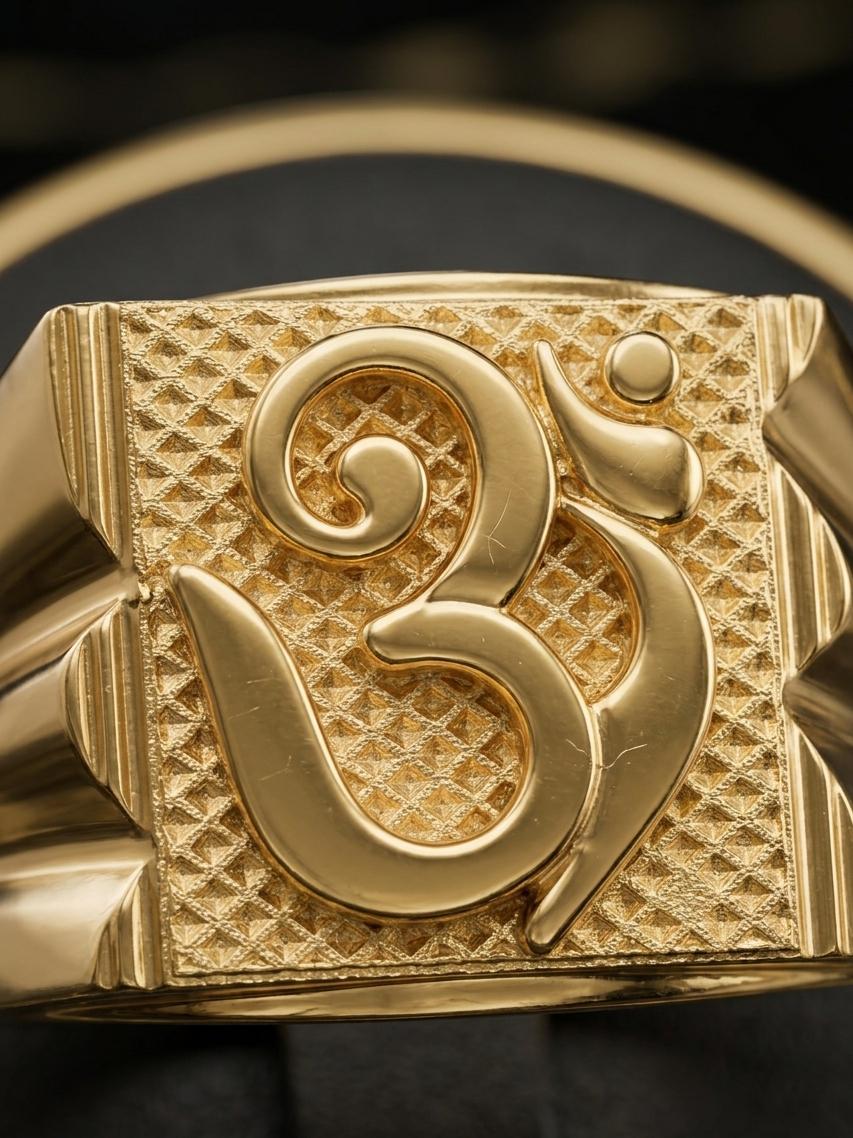 Om Mantra Signet Ring 22k