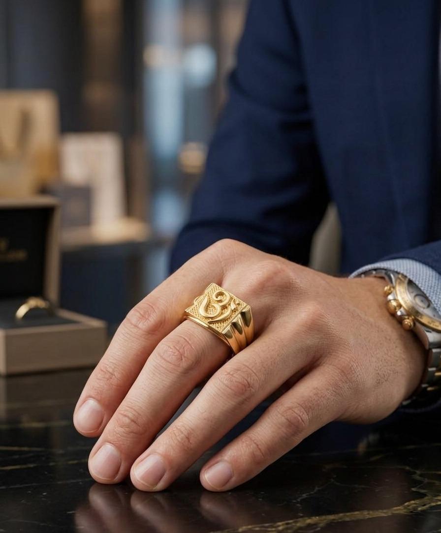 Om Mantra Signet Ring 22k